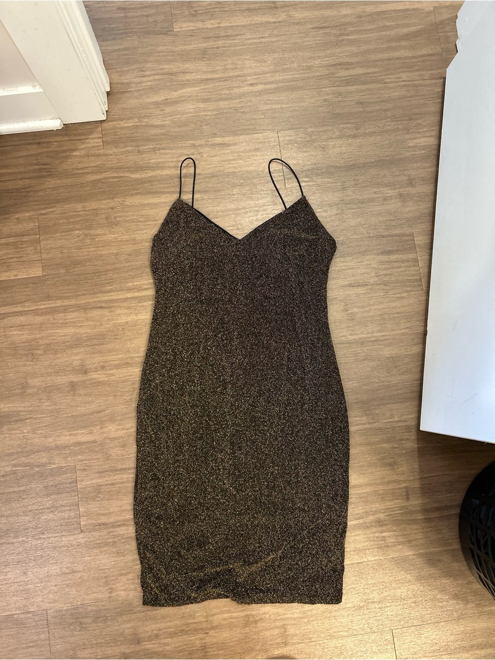 Mind Code Black Metallic Mini Slip Dress